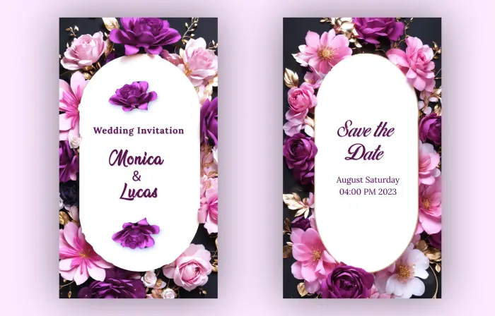 Elegant 3D Floral Wedding Invitation Instagram Story